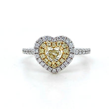 Load image into Gallery viewer, 18ct White Gold & Yellow Gold, 4.04tcw Yellow and White Diamond Cluster Ring