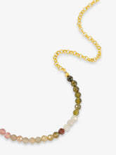 Load image into Gallery viewer, Watermelon Tourmaline T-Bar Beaded Bracelet, Goldplate