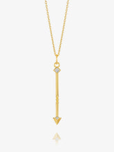 Load image into Gallery viewer, White Topaz North Star Arrow Necklace, Goldplate