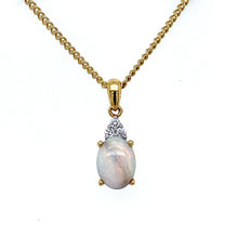 Load image into Gallery viewer, 18ct Yellow Gold & 18ct white gold, 0.65ct Opal & Diamond Pendant