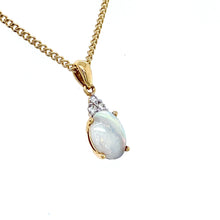 Load image into Gallery viewer, 18ct Yellow Gold & 18ct white gold, 0.65ct Opal & Diamond Pendant