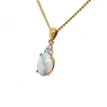 Load image into Gallery viewer, 18ct Yellow Gold & 18ct white gold, 0.65ct Opal & Diamond Pendant