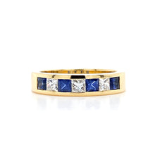 Load image into Gallery viewer, 18ct Yellow Gold, 0.68tcw Sapphire & Diamond 7-Stone Ring