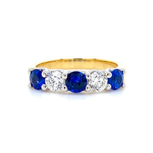 Load image into Gallery viewer, 18ct Yellow Gold & Platinum, 0.95tcw Sapphire & Diamond 5-Stone Ring