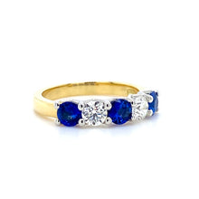 Load image into Gallery viewer, 18ct Yellow Gold & Platinum, 0.95tcw Sapphire & Diamond 5-Stone Ring