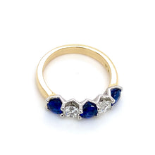 Load image into Gallery viewer, 18ct Yellow Gold & Platinum, 0.95tcw Sapphire & Diamond 5-Stone Ring