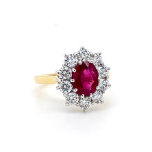 Load image into Gallery viewer, 18ct Yellow & White Gold, 1.45ct Ruby & Diamond Cluster Ring