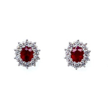 Load image into Gallery viewer, 18ct Yellow & 18ct White Gold, 1.66ct Ruby & Diamond Cluster Earrings