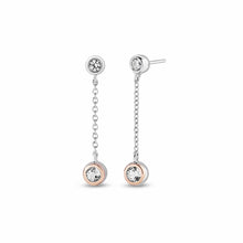 Load image into Gallery viewer, Celebration Drop Chain Earrings with Topaz, Sterling Silver & Welsh Gold