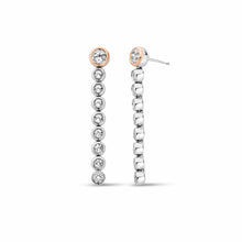 Load image into Gallery viewer, Celebration Drop-Hoop Earrings with Topaz, Sterling Silver & Welsh Gold