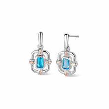 Load image into Gallery viewer, Royal Clogau® Gateways Stud Earrings with Swiss Blue Topaz, Sterling Silver & Welsh Gold