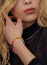 Load image into Gallery viewer, Rainbow Quartz Happy Face Gemstone Bracelet, Goldplate