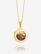 Load image into Gallery viewer, Small Deco Sun Tourmaine Amulet Necklace, Goldplate