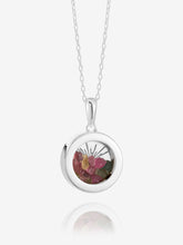 Load image into Gallery viewer, Small Deco Sun Birthstone Amulet Necklace, Sterling Silver