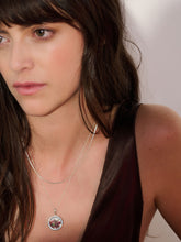 Load image into Gallery viewer, Small Deco Sun Birthstone Amulet Necklace, Sterling Silver