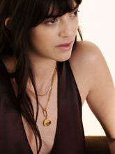 Load image into Gallery viewer, Hardware Tourmaline Deco Sun Amulet Necklace, Goldplate