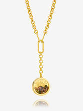 Load image into Gallery viewer, Statement Tourmaline Hardware Deco Sun Amulet Necklace, Goldplate