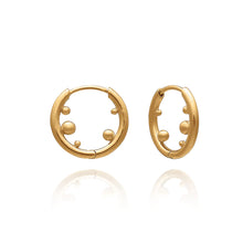 Load image into Gallery viewer, Stellar Orb Huggie Hoop Earrings, Goldplate