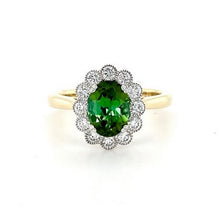 Load image into Gallery viewer, 18ct Yellow Gold & Platinum, 1.30ct Tourmaline & Diamond Cluster Ring