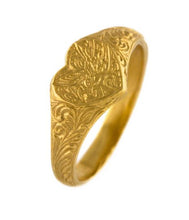 Load image into Gallery viewer, Victoriana Heart Signet Ring, Goldplate