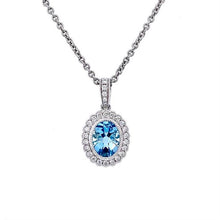 Load image into Gallery viewer, Platinum, 1.17ct Aquamarine & Diamond Cluster Pendant