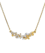 Load image into Gallery viewer, In-Line Garden Gathering Necklace with Itsy Bitsy Bee, Silver & Goldplate