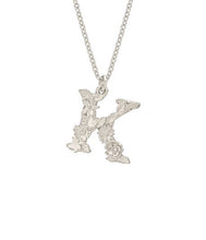 Load image into Gallery viewer, Floral Letter K Necklace, Silver