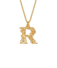 Load image into Gallery viewer, Floral Letter 'R' Necklace, Goldplate