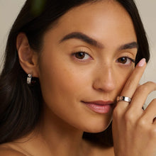 Load image into Gallery viewer, Tree of Life® Insignia Slim Half-Hoop Earrings with Topaz, Sterling Silver & Welsh Gold