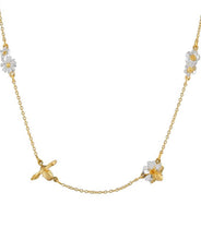 Load image into Gallery viewer, Floral Chain Necklace with Teeny Tiny Bee, Silver & Goldplate