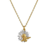 Load image into Gallery viewer, Daisy Necklace with Teeny Weeny Bee, Silver & Goldplate