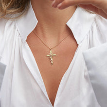 Load image into Gallery viewer, Tree of Life® Vine Cross Pendant with Diamond, 9ct Yellow Gold & Welsh Gold