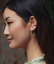 Load image into Gallery viewer, Pine Twig Hoop Earrings, Silver