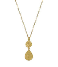 Load image into Gallery viewer, Love of Nature Heart & Flower Drop Necklace, Goldplate