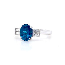 Load image into Gallery viewer, 18ct White Gold, 1.22ct Tourmaline & Diamond Trilogy Ring