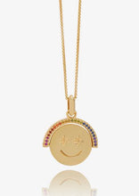 Load image into Gallery viewer, Rainbow Happy Face Spinning Necklace, Goldplate