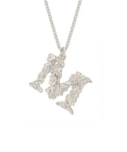 Load image into Gallery viewer, Floral Letter 'M' Necklace, Sterling Silver