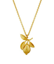 Load image into Gallery viewer, Large Lemon & Leaf Necklace, Goldplate