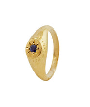 Load image into Gallery viewer, Sapphire "A Star to Guide Me" Signet Ring, Goldplate