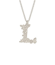 Load image into Gallery viewer, Floral Letter 'L' Necklace, Sterling Silver