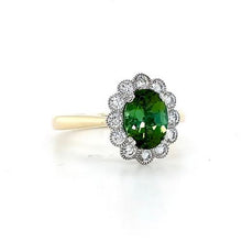 Load image into Gallery viewer, 18ct Yellow Gold & Platinum, 1.30ct Tourmaline & Diamond Cluster Ring