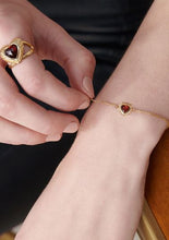 Load image into Gallery viewer, Electric Love Garnet Heart Bracelet, Gold
