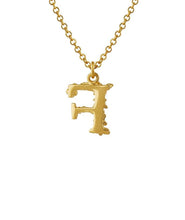 Load image into Gallery viewer, Teeny Tiny Floral Letter 'F' Necklace, 18ct Yellow Gold