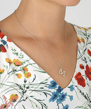 Load image into Gallery viewer, Floral Letter 'M' Necklace, Sterling Silver
