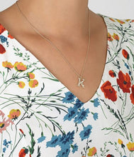 Load image into Gallery viewer, Floral Letter K Necklace, Silver