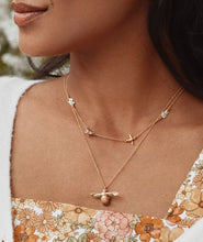 Load image into Gallery viewer, Floral Chain Necklace with Teeny Tiny Bee, Silver & Goldplate