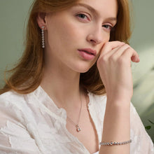 Load image into Gallery viewer, Celebration Drop-Hoop Earrings with Topaz, Sterling Silver & Welsh Gold