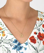 Load image into Gallery viewer, Floral Letter 'R' Necklace, Goldplate