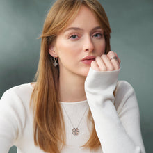 Load image into Gallery viewer, Tree of Life® Heart Drop-Hoop Earrings, Sterling Silver & Welsh Gold