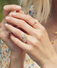 Load image into Gallery viewer, Posy Bloom Bee Ring, Silver & Goldplate